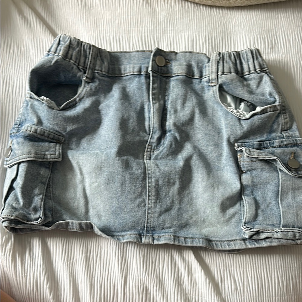Denim Mini Skirt with Pockets